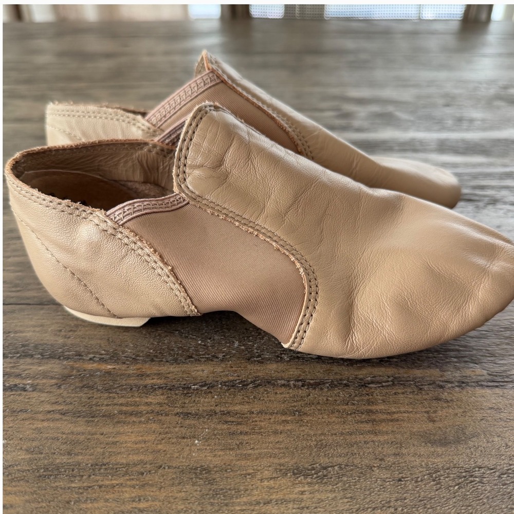 Capezio E-Series Jazz Shoe EJ2 Caramel Tan Leather Slip-On Dance Shoes Kids 5.5M